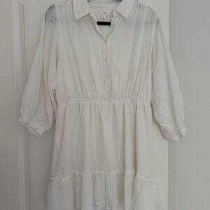 LC Lauren Conrad Off white collared textured tiered dress size large 12 14